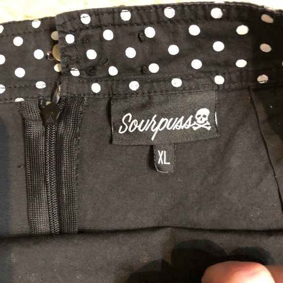 Black White Polka Dot Sourpuss Pencil Skirt XL - Picture 10 of 10